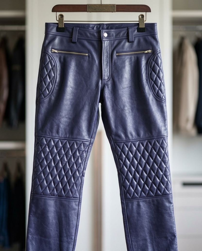 LEATHER QUILTED PANT WITH BELT GIFT