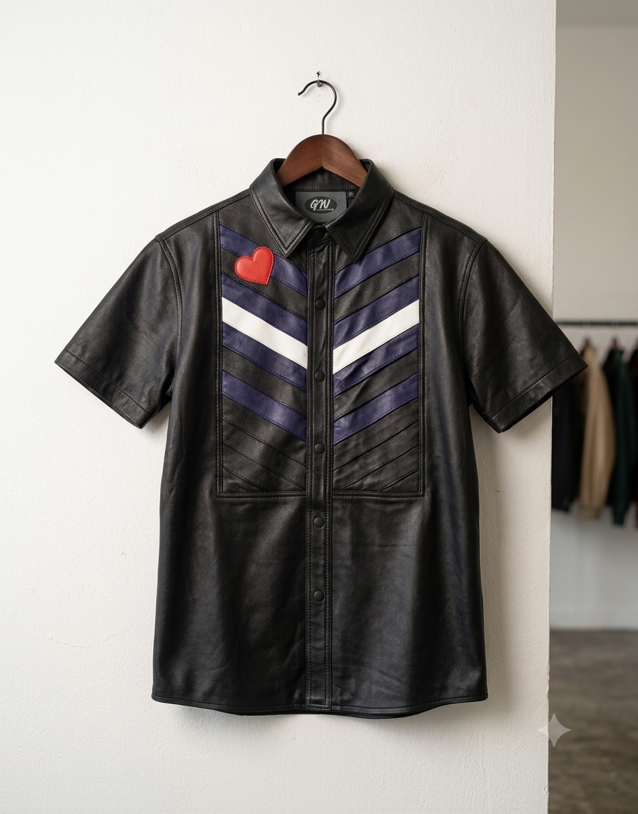 LEATHER HEART FLAG SHIRT - 11