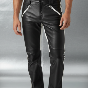 LEATHER CONTRAST PANT - 6