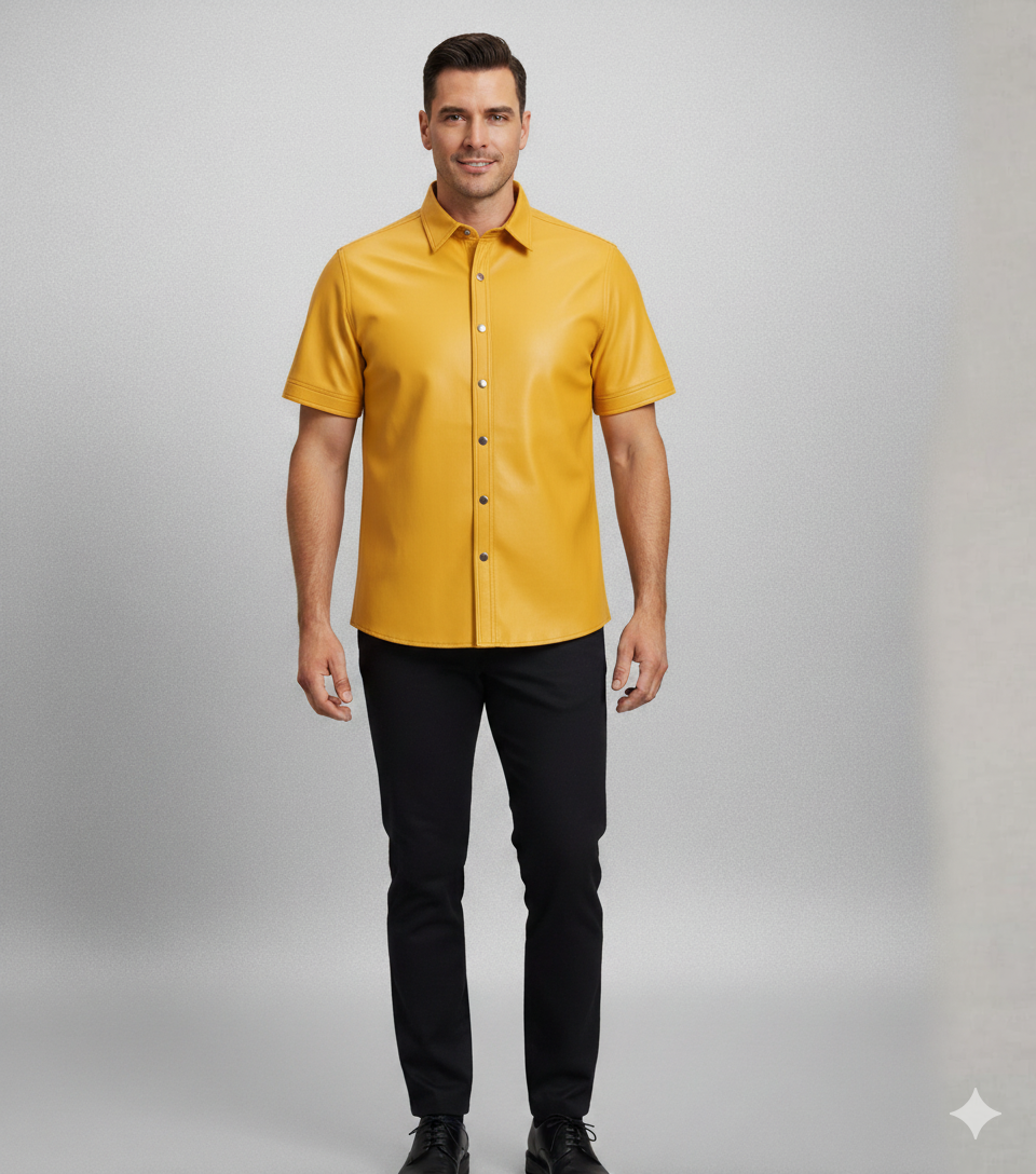 LEATHER PLAIN-SHIRT -14