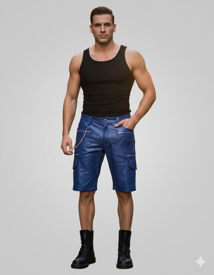 LEATHER CARGO SHORT - 18