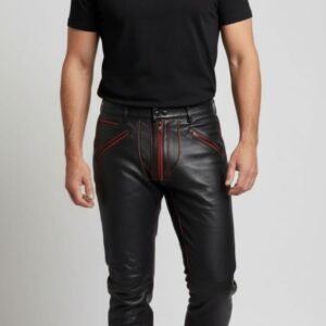 LEATHER CONTRAST PANT - 23