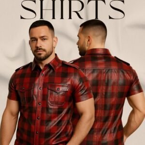 LEATHER CHECK PRINT-SHIRT - 12
