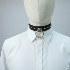 Leather O-Ring Studded Collar -18