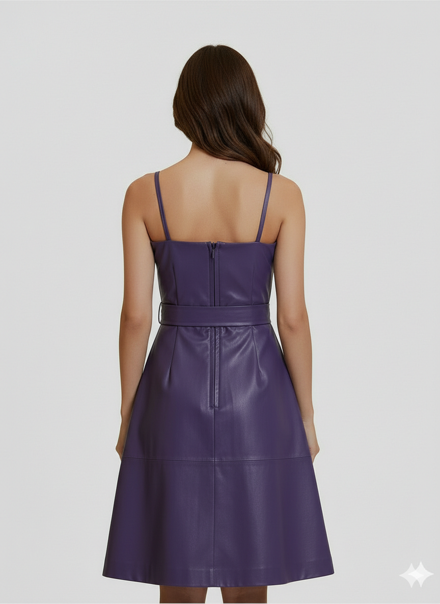 LEATHER MIDI-DRESS - 6 - Image 2